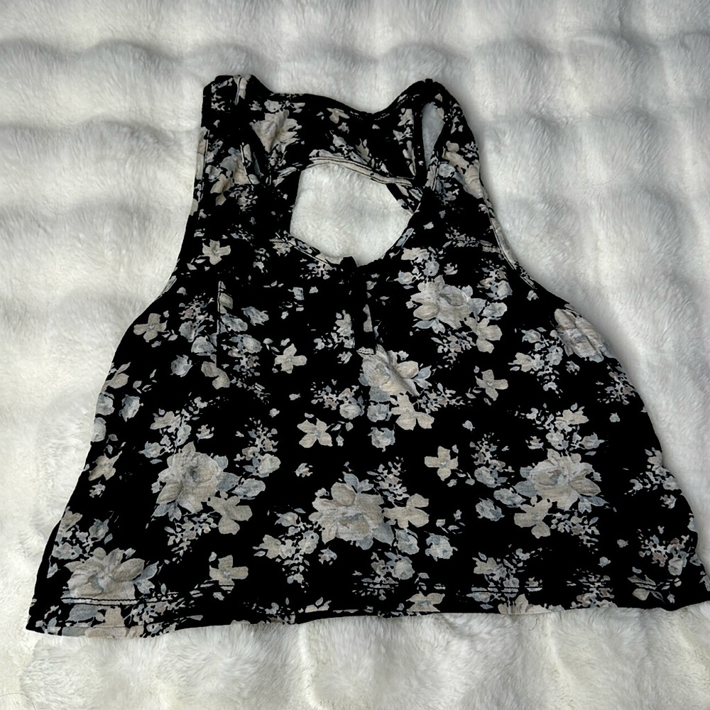 Brandy Melville Soft Flowy Black Floral Tank Top